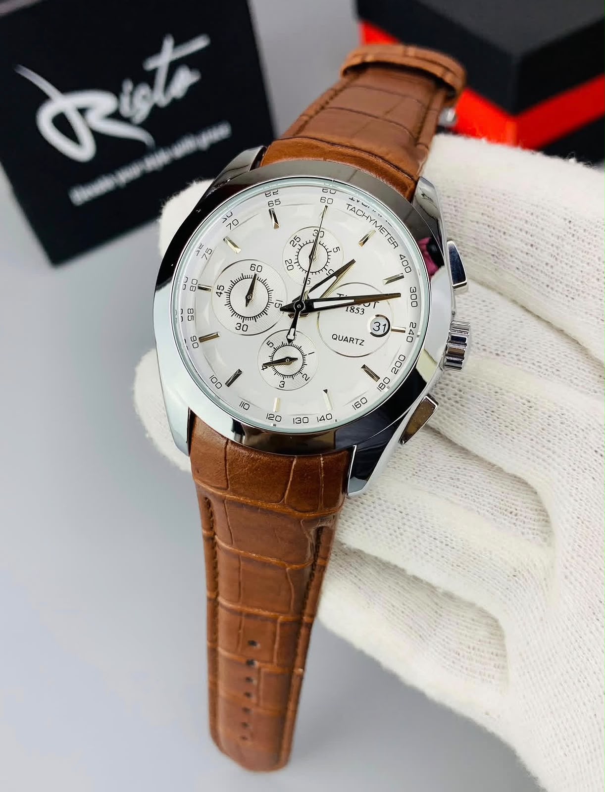 TIMORA Classic Chronograph Style Leather Watch