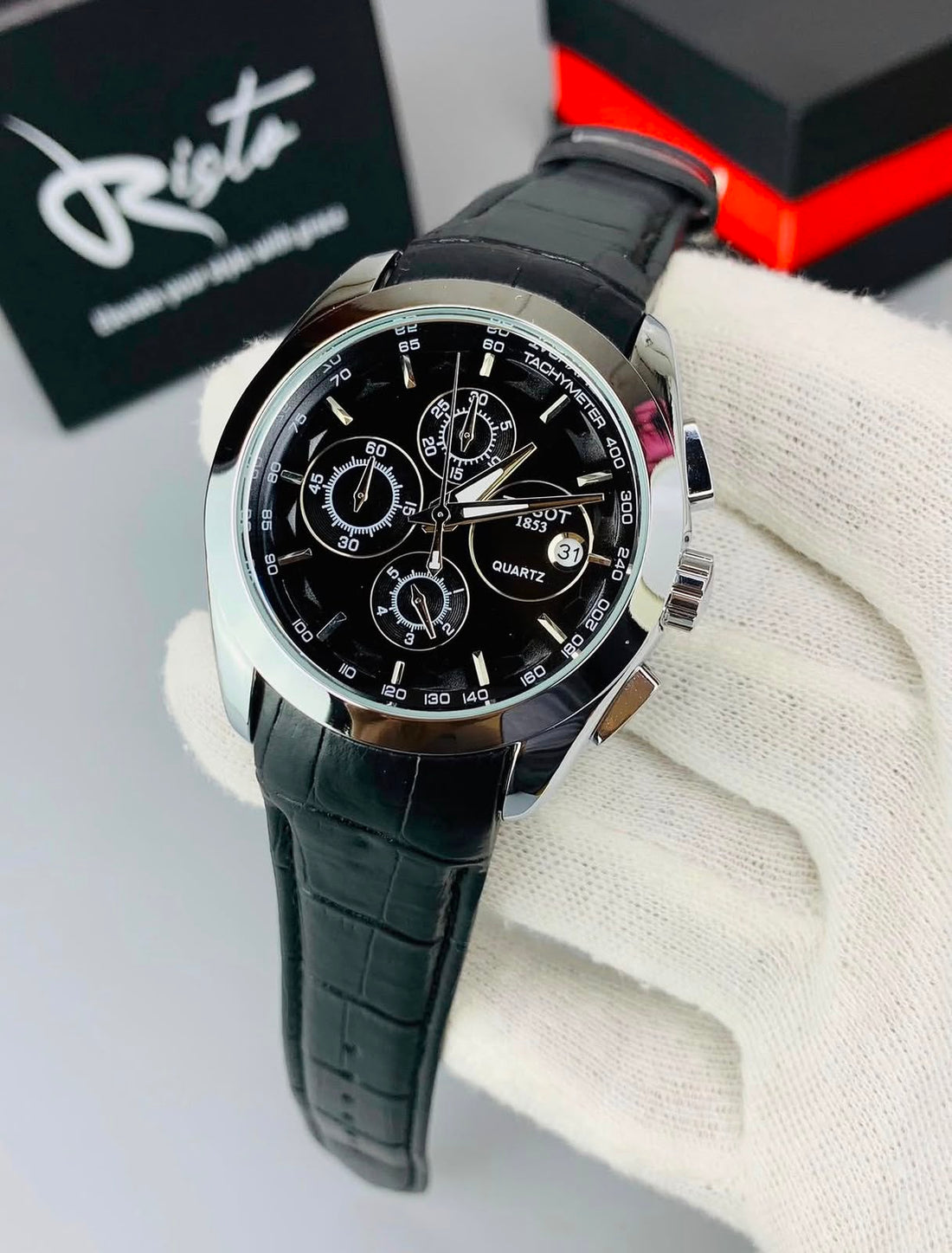 TIMORA Classic Chronograph Style Leather Watch