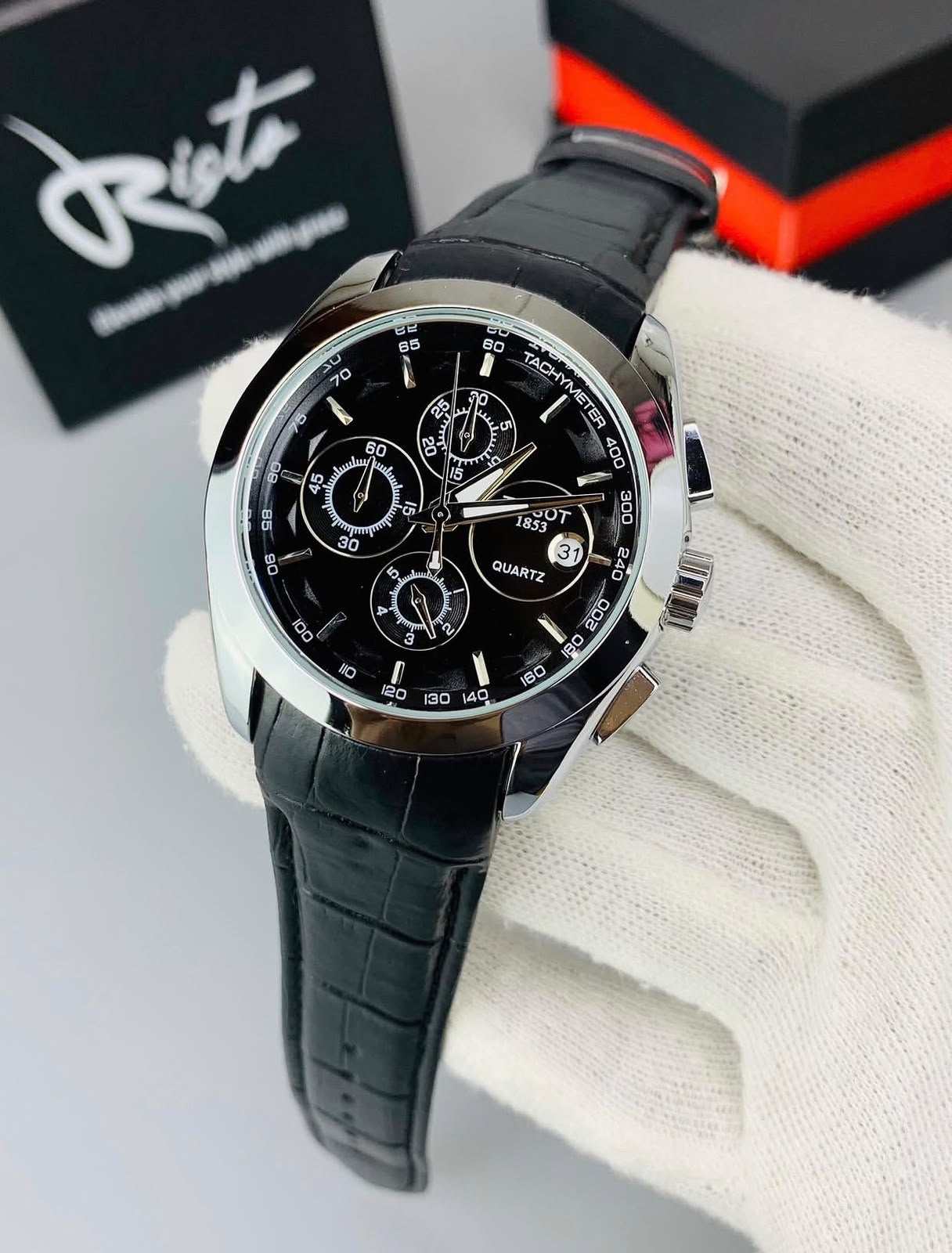 TIMORA Classic Chronograph Style Leather Watch