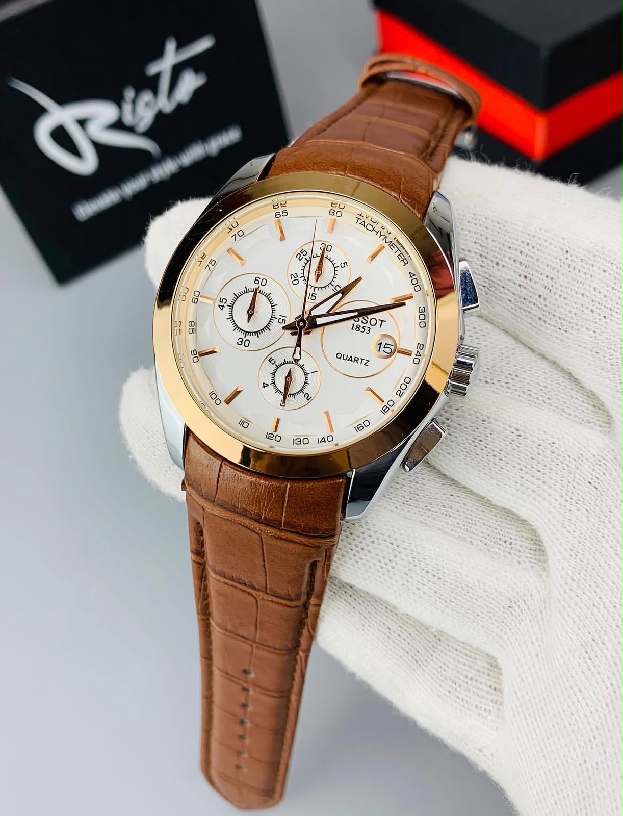TIMORA Classic Chronograph Style Leather Watch