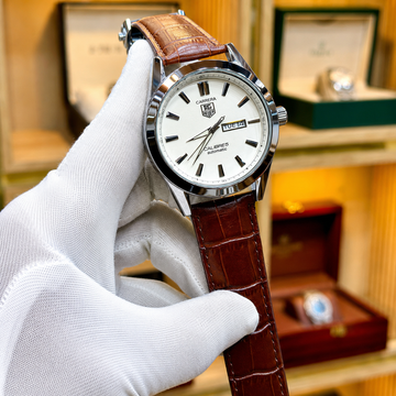 Timoora Classic White Dial Leather Strap Men's Watch