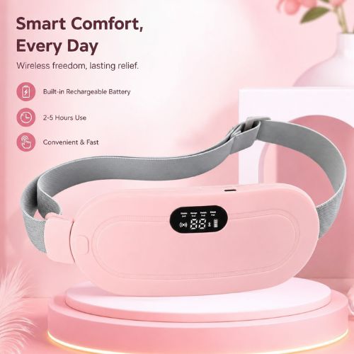 Wireless Period Cramp Relief Heating & Massage Belt | Rechargeable Menstrual Pain Relief Belt