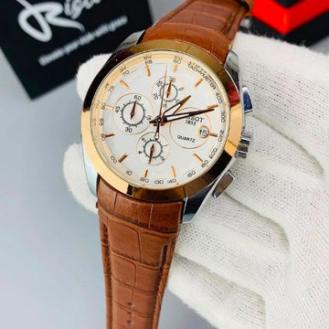 TIMORA Classic Chronograph Style Leather Watch