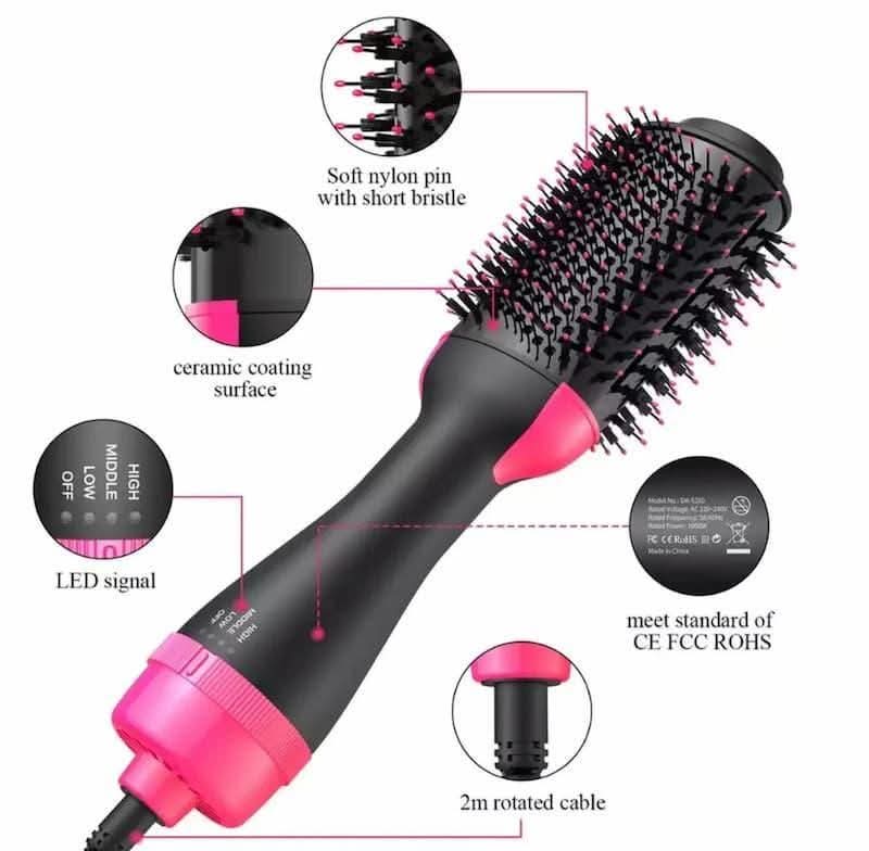 Hot Air Brush 3-in-1 – Hair Dryer, Straightener, Curler & Styling Comb