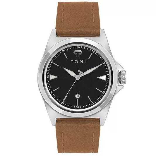 Black Dial Brown Strap Watch