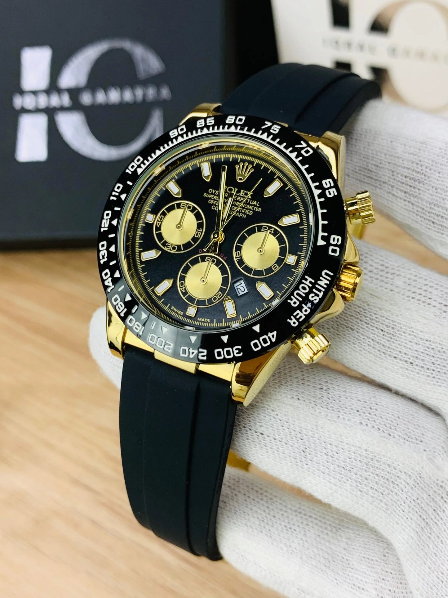 Timoora Elite Chronograph Style Men's Watch – Black & Gold